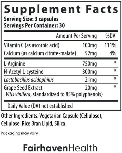Fairhaven Health FertileCM Fertility Supplement for Women, Capsules - Fertile Cervical Mucus, Ovulation Cycle, Includes L-Arginine, N-Acetyl-Cysteine, Grape Seed Extract and Vitamin C - 90 Capsules