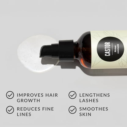 Edens Garden Organic Castor Oil – Cold Pressed, Unrefined, Hexane-Free & 100% Pure Therapeutic Grade – Carrier Oil for Nails, Cuticle, Hair Growth, Eyelashes, Eyebrows, Skin & Scalp 118 ml (4 fl oz)
