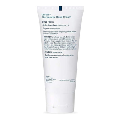 CeraVe Therapeutic Hand Cream for Dry Cracked Hands With Hyaluronic Acid and Niacinamide,Fragrance Free 3 Ounce,(Pack of 2)