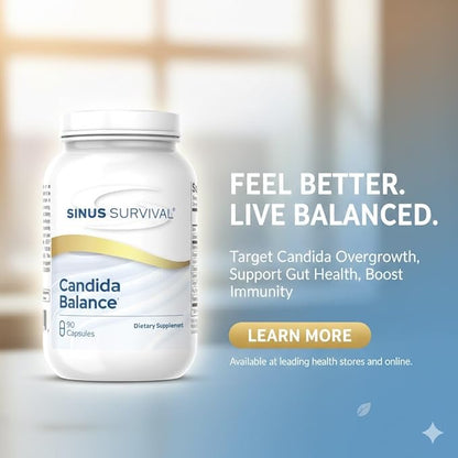 Candida Balance – Natural Support for Yeast Levels – Gut, Sinus & Immune System Supplement – 90 Capsules