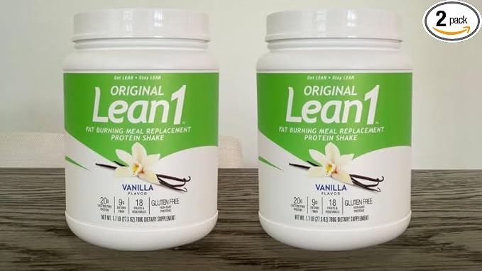 Lean1 Meal Replacement Protein Shake, Vanilla Flavor, 2-PACK of 15 Serving Tubs