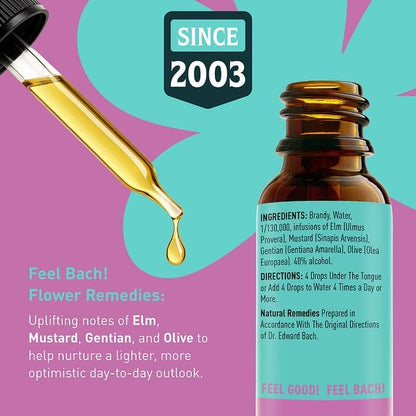 Feel Bach! Joy Remedy - Natural Homeopathic Flower Essences for Elevate Spirit and Dissolve Emotional Blocks - Free Your Emotions - Vegan, Gluten & Sugar-Free, Non-Habit Forming, 20ml (0.7 fl oz)