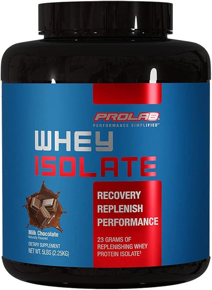 Prolab Whey Isolate 5LB, Ultra-Pure, Fast-Absorbing Whey Protein Isolate with 23g Protein & BCAAs,Supports Lean Muscle Growth, Recovery & Performance (Milk Chocolate)