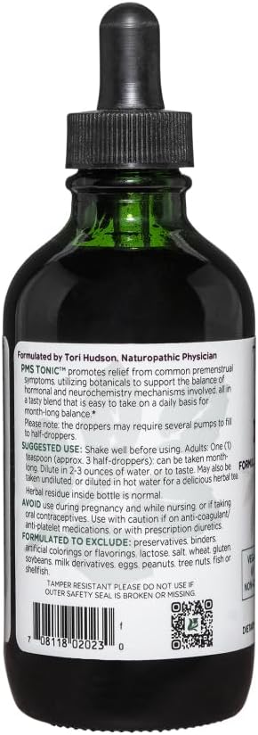 Vitanica PMS Tonic, Premenstrual Support and Relief, Saint Johns Wort, Dong Quai, Chaste Tree Berry, Wild Yam and More, Vegan, 4 Ounce