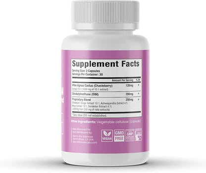 Hormonal Balance Blend for Women – Vitex, DIM, Shatavari + Adaptogenic Support – Menstrual & Menopause Relief – Vegan, Clean-Label Formula – 4600mg – 60 Capsules