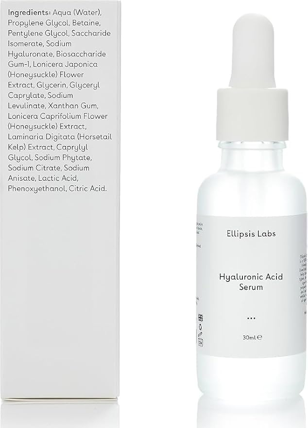 Hyaluronic Acid Serum by Ellipsis Labs – Vegan-Friendly Facial Serum for Intense Hydration and Moisture, Improves Elasticity, Softens Skin, Non-Greasy Formula for All Skin Types, 1 Fl Oz