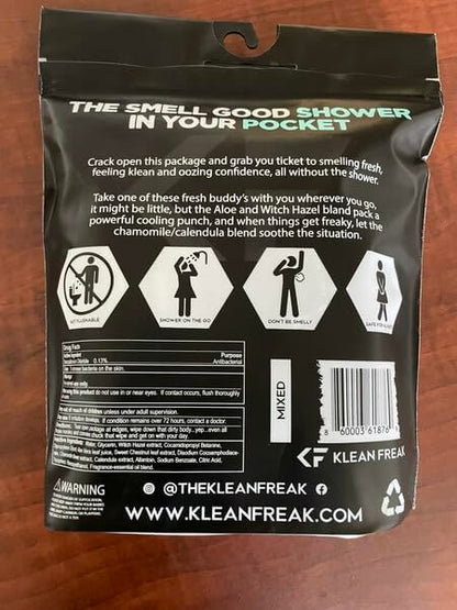 KLEAN FREAK Body 6-Count Wipes - Original Disposable Wipes, Individually Wrapped for the Gym, Workout, Hiking, Travel, and Sport (Mixed Trial 6 Pack)