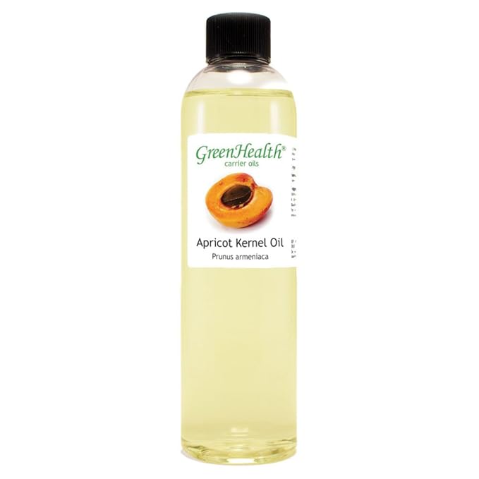 GreenHealth Apricot Kernel Oil 8 fl oz – 100% Pure & Natural Cold Pressed Carrier Oil in Clear Bottle – Lightweight, Non-Greasy Base for Skin, Hair, Massage & DIY Beauty Uses