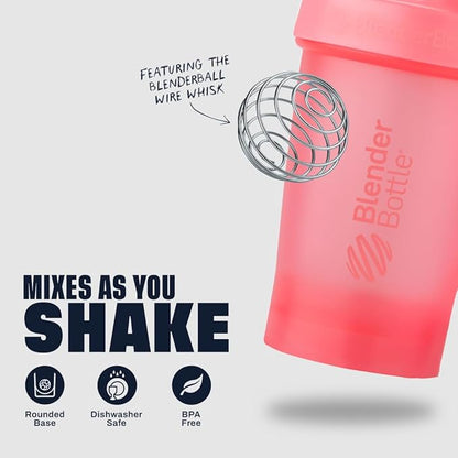 BlenderBottle Classic V2 Shaker Bottle Perfect for Protein Shakes and Pre Workout, 28-Ounce, Light Pink
