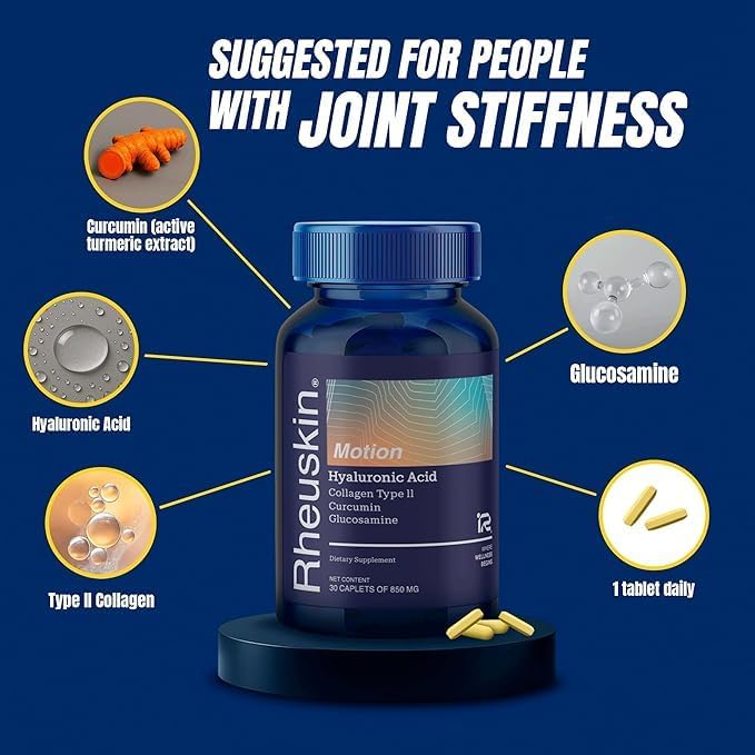 Motion 3 Pack – Advanced Joint Support: Hyaluronic Acid + Glucosamine + Curcumin + Type II Collagen – Flexibility, Mobility & Comfort – 90 Caplets 850 mg