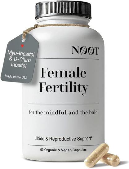 NOOT Female Fertility – Conception for Her with Myo-Inositol, D-Chiro Inositol, Shatavari, Vitex & CoQ10, Natural Hormone Balance for Women and Future Moms, Vegan, 60 Capsules