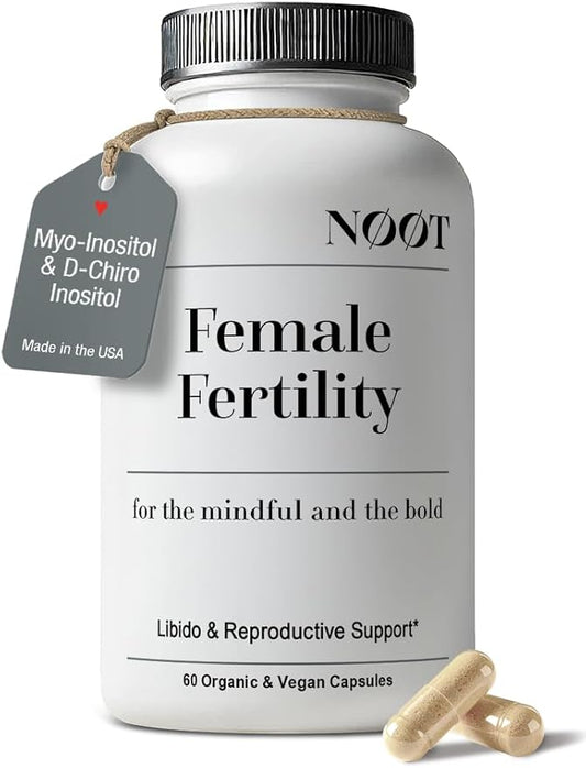 NOOT Female Fertility – Conception for Her with Myo-Inositol, D-Chiro Inositol, Shatavari, Vitex & CoQ10, Natural Hormone Balance for Women and Future Moms, Vegan, 60 Capsules