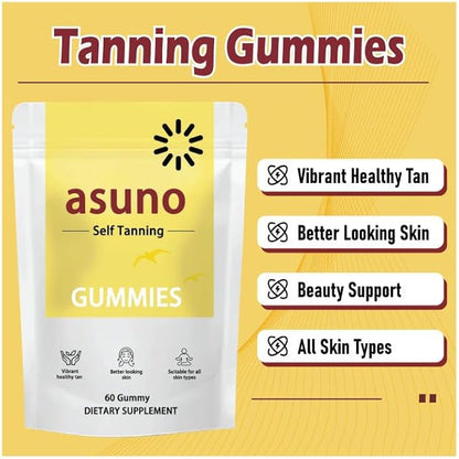 Asuno Tanning Gummies, Supports Skin Health, Gentle for Various Skin Types, 60 Gummies
