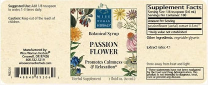 Wise Woman Herbals Passionflower Botanical Syrup (Formerly Solid Extract) 4:1, Alcohol-Free Extra Strength, Sleep Aid, Eases Tension, Supports Calm Mood & Restful Sleep, Pure Non-GMO, 4 Fl Oz
