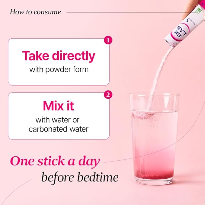 BB LAB Good Night Low Molecular Collagen Powder Stick Supplement, Halal Certified, Korean Marine Collagen, Fish Collagen Peptides, Vitamin C, Glycine, Fast Absorption, Mix Berry Flavor
