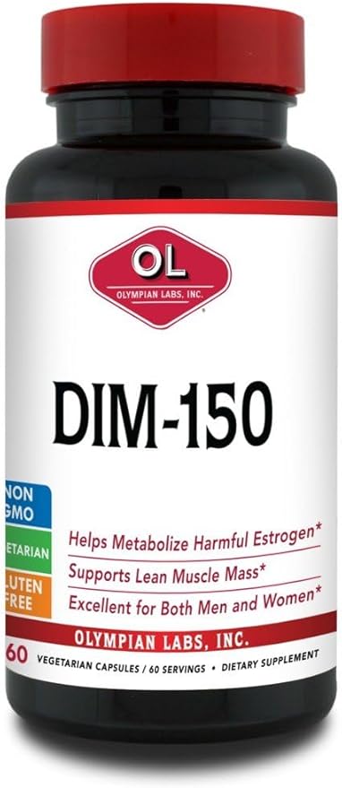 Olympian Labs DIM Diindolylmethane Supplement 150mg, 60 Caps Metabolize Estrogen Level, Prostate, Uterine, Cervical Health