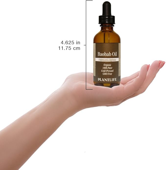 Plantlife Baobab Carrier Oil - Cold Pressed, Non-GMO, and Gluten Free Carrier Oils - for Skin, Hair, and Personal Care - 2 oz