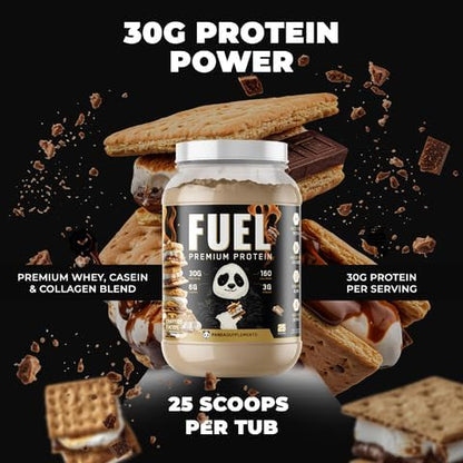 Underground Bio Labs Panda Fuel Premium Protein Whey,Hydrolyzed Collagen,Casein,Probiotics, Enzymes, Keto Friendly,Time Release, 25 Servings (2.5 Pound, Campfire S'Mores)