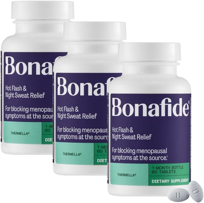 Bonafide Hot Flash and Night Sweats Relief (Thermella). — 3-Month Supply (180 Tablets)