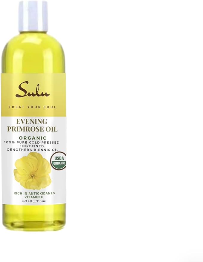 SULU ORGANICS 100% Pure Virgin Unrefined Cold Pressed Evening Primrose Oil 12% GLA (4 oz)