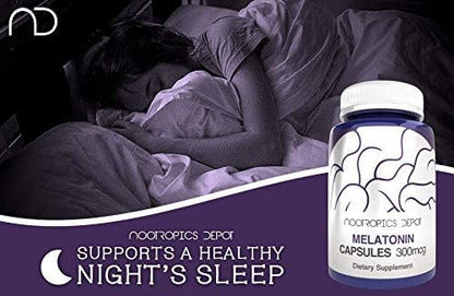 Melatonin Capsules | 300mcg | 120 Pills | Supports Healthy Sleep Cycles | Promotes Relaxation | Natural Sleep Aid Supplement