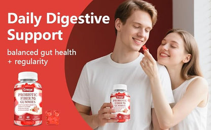 Fiber Gummies for Adults, Probiotic Fiber Gummy Sugar Free Fiber Supplement for Women Men Digestive Regularity Health Support Gut and Immune Wellness - 60 Gummies