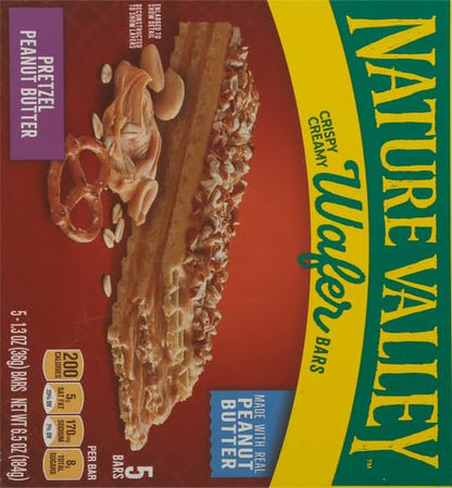 Nature Valley Wafer Bars, Pretzel Peanut Butter, 1.3 oz, 5 ct (Pack of 4)