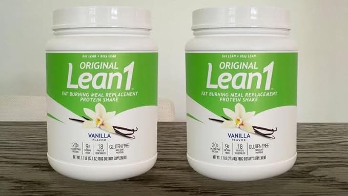 Lean1 Meal Replacement Protein Shake, Vanilla Flavor, 2-PACK of 15 Serving Tubs