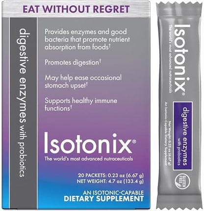 Isotonix Digestive Enzymes with Probiotics Packets – DigeZyme® Multi-Enzyme Complex & Bacillus coagulans – Supports Digestion & Nutrient Absorption, Vegan, Gluten-Free, 20 Packets (2 Servings Each)