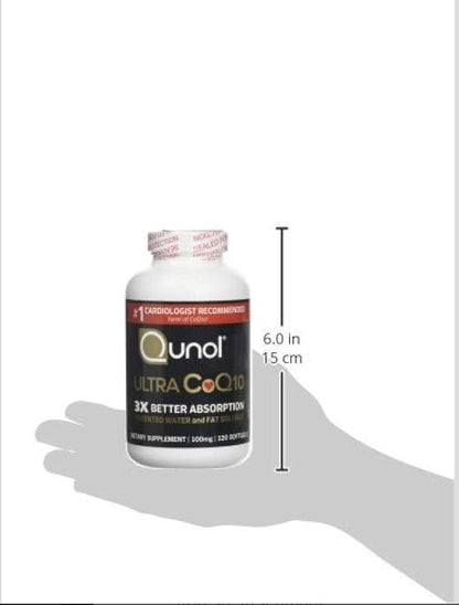 Qunol CoQ10 100mg Softgels, Qunol Ultra CoQ10 100mg, 3x Better Absorption, Antioxidant for Heart Health & Energy Production, Coenzyme Q10 Vitamins and Supplements, 120 Count (Pack of 24)