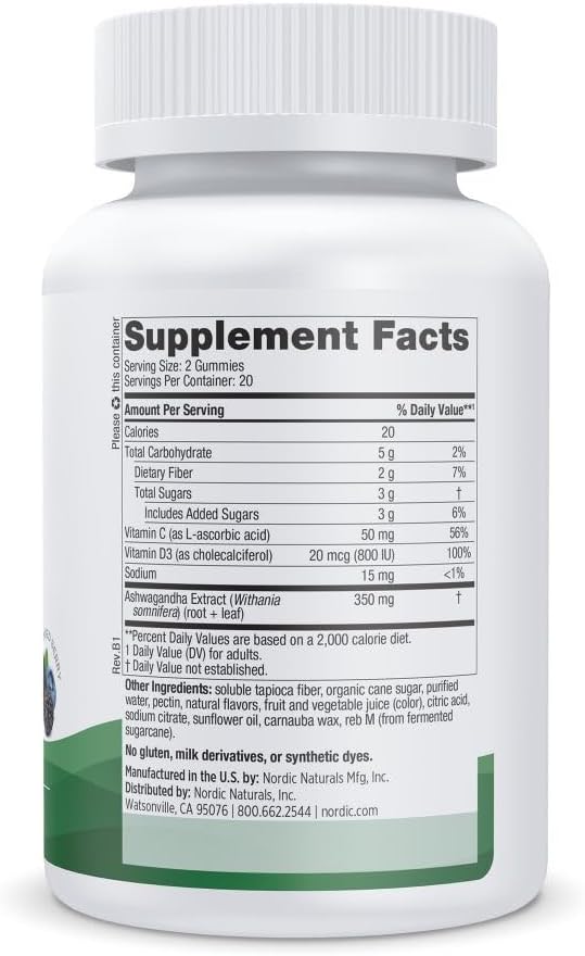 Nordic Naturals Stress Relief Gummies, Mixed Berry, 40 Gummy Supplements, Supports Daily Mood and Immune System Health, Non-GMO, Vegetarian, 20 Servings