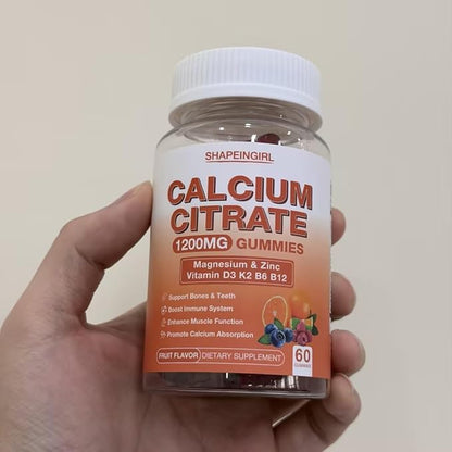 1200mg Calcium Citrate with Vitamin D3, K2, B6 & B12, Calcium Supplements for Women & Men, Plus Magnesium Zinc for Bones, Muscle & Immune Support, High Absorption Fruit Flavor 120 Calcium Gummies
