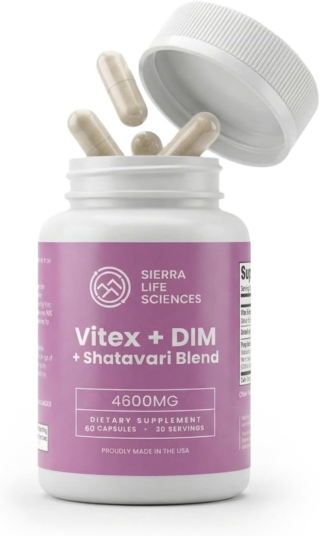 Hormonal Balance Blend for Women – Vitex, DIM, Shatavari + Adaptogenic Support – Menstrual & Menopause Relief – Vegan, Clean-Label Formula – 4600mg – 60 Capsules
