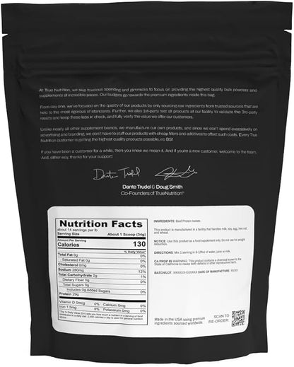 True Nutrition Grass Fed Beef Protein Isolate Powder - 31g Protein per Serving - Zero Carb, Fat Free, Dairy Free, Non-GMO - Paleo, Keto, Carnivore - Unflavored/Unsweetened - 2lb