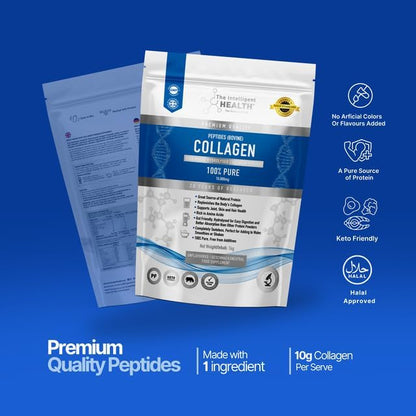 The Intelligent Health Hydrolyzed Collagen Peptides Powder, Grass Fed, High Protein, Unflavored, Gluten-Free, Paleo & Keto Friendly, 10g per Serving (1kg) Supports Skin, Hair, Nails, Joints, & Bones