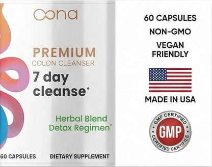 7 Day Advanced Colon Cleanse, Prebiotics & Natural Herbs, Supports Detox & Gut Flora for Women & Men, with Cascara Sagrada, Black Walnut Hulls & Black Cohosh, 60 Capsules 1-2 Daily | 7 Day Cleanse