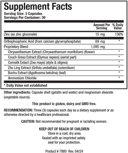 Biotics Research UT Complex™– Chrysanthemum, Couch Grass, Cornsilk, Zhu Ling and Buchu Extract, Urinary Tract Support, Kidney Function, Renal Health. 90 Capsules.