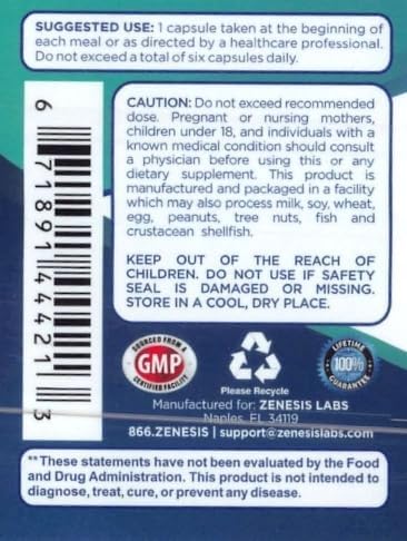 Zenesis Labs Digestive Enzymes - with Amylase, Bromelain, Protease, Lipase, & 14 Other Enzymes - 180