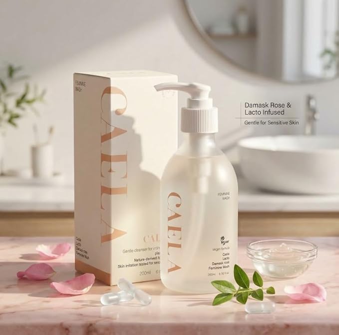 CAELA Feminine Wash Gel, pH-Balanced Formula with Triple Lactobacillus Ferment Complex, Vegan K-Beauty Intimate Care for Women, Sea Buckthorn & Damask Rose, Sulfate-Free, 6.76 Fl Oz