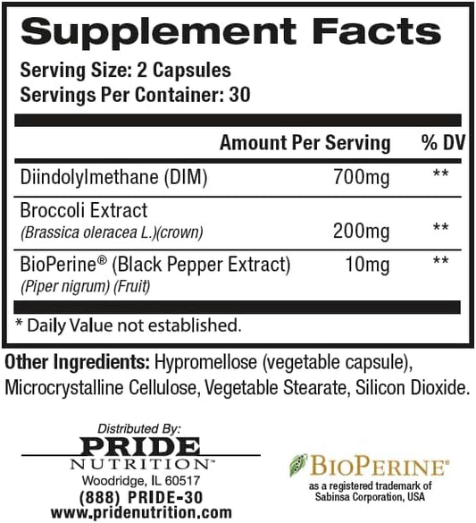 Pride Nutrition E-Block DIM Supplement 700MG Extra Strength Estrogen Blocker | Hormone Balance for Men and Women | M e n o p a u s e, Acne, Hot Flashes Relief, PCT & P r o s t a t e Support 60 Ct.