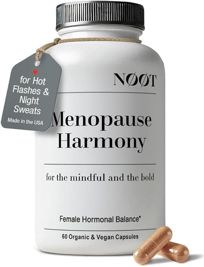 NOOT Menopause Harmony - Menopause Supplements for Women, Night Sweats & Hot Flash Relief, Hormone Balance for Women with Aguaje Fruit, Genistein and Vitex, Biohacking & Nootropics, 60 Capsules