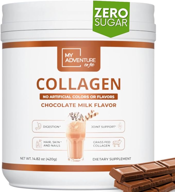 My Adventure to Fit Hydrolyzed Collagen Powder for Women - Grass Fed for Muscle Growth & Chocolate Collagen Protein Powder - Keto Collagen Powder for Joints & Gut Health - Chocolate Milk 420g