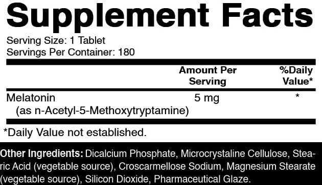 Oxify Melatonin 5 mg | 180 Tablets | Gluten-Free, Non-GMO | Supplement Made in USA
