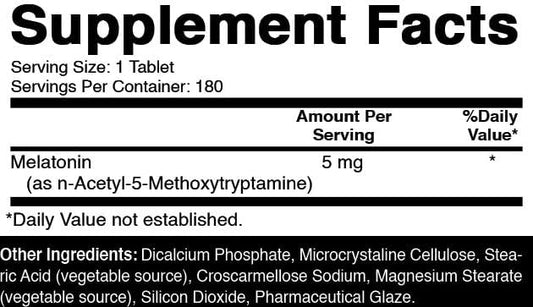 Oxify Melatonin 5 mg | 180 Tablets | Gluten-Free, Non-GMO | Supplement Made in USA
