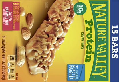 Nature Valley Protein Chewy Snack Bars, Salted Caramel Nut, 15 Bars, 21.3 oz (Pack of 2)