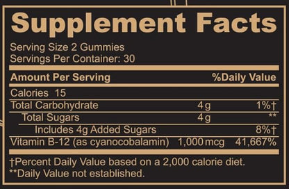 Black Girl Vitamins - Vitamin B12 Gummies, for Energy, Metabolism & Nervous System Support, 1000 mcg Cyancobalamin B12 per Serving, Halal & Gluten-Free - 60ct