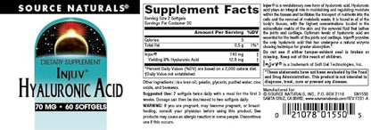 Source Naturals Hyaluronic Acid Injuv 70mg - 60 Softgels