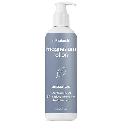 Unscented Magnesium Lotion for Sleep & Leg Cramps, Suitable for Sensitive Skin, Helps with Muscle Relaxation, Soothes Tired Legs & Foot Aches and Supports Restful Nights, 8 fl oz by M3