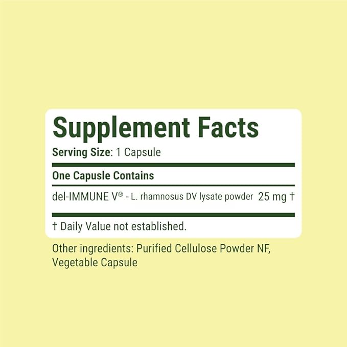 Del-Immune V Daily by Stellar Biotics, All-Natural Immune Support & Gut Health, Immediate Care, Metabiotic: NextGen Probiotic Therapy (60 Caps)