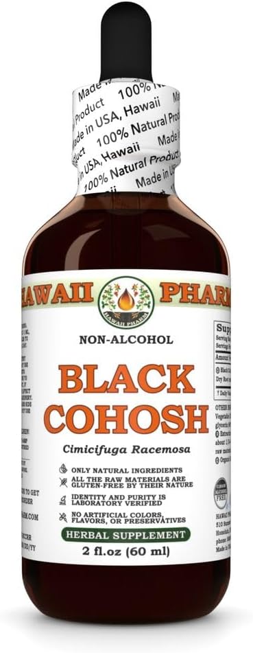 Black Cohosh (Cimicifuga Racemosa) Dry Root Glycerite, Made in Hawaii, Raw Materials, All Natural, Vegan, Lab Tested Alcohol-Free Liquid Extract - 2 fl.oz